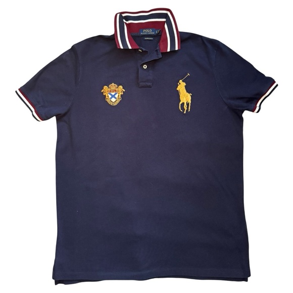 Polo Ralph Lauren Navy Crest Logo Big Pony Polo Shirt – Size L ✨ - Picture 3 of 5